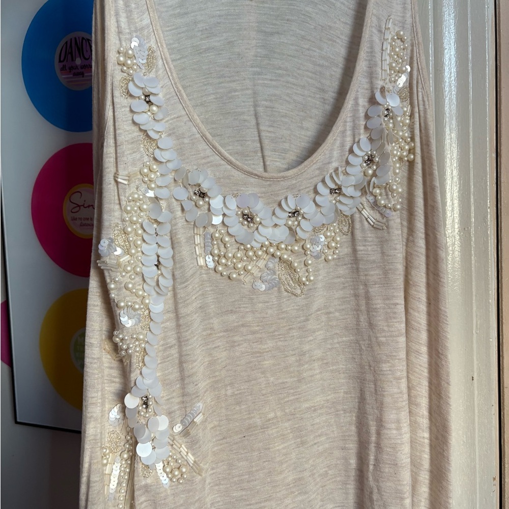 Willow & Clay Cream Embellished Tank Top
